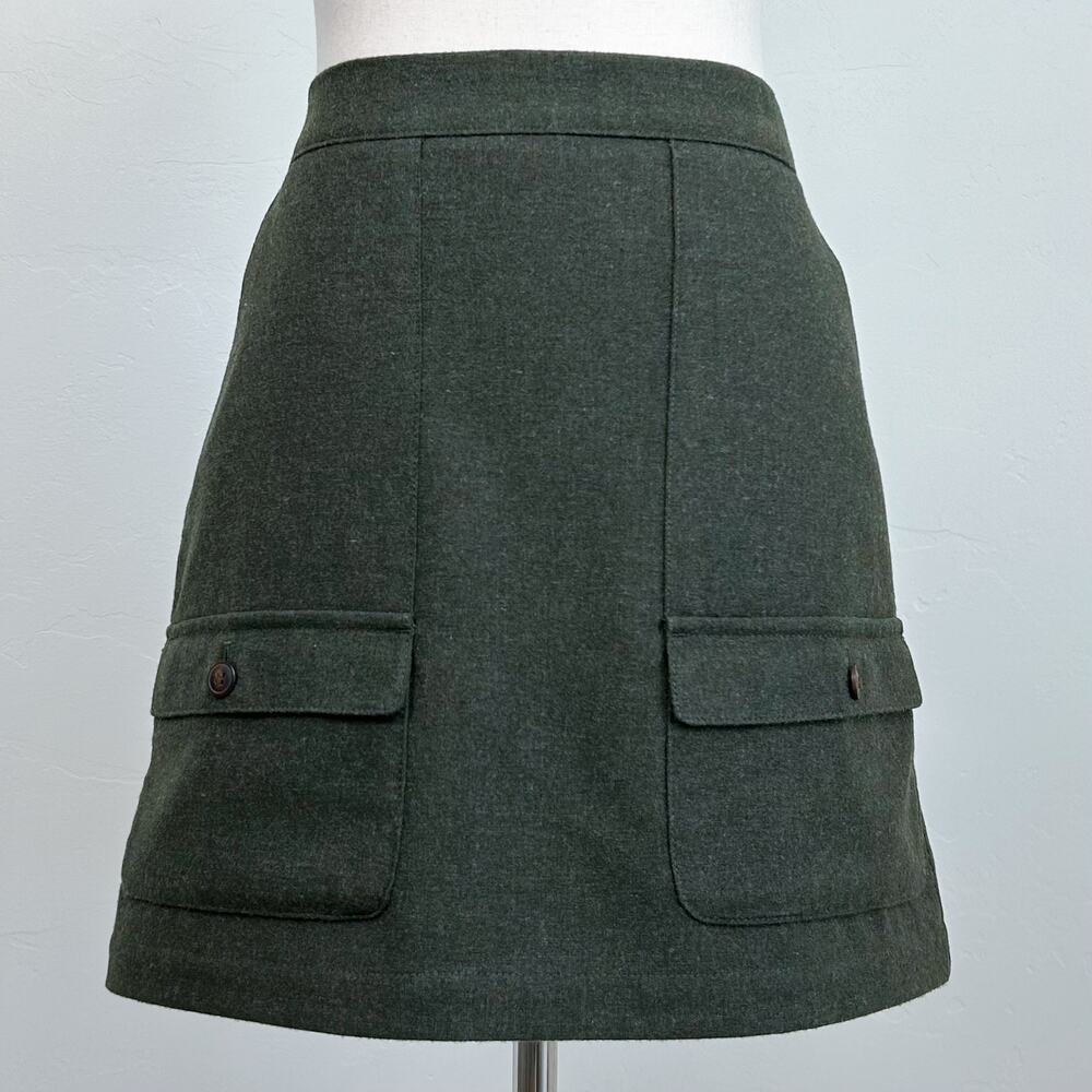 Madewell English Countryside Heritage Wool Green Cargo A-Line Mini Skirt NWT - Picture 2 of 11